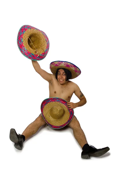Nøgen mexicansk mand isoleret på hvid - Stock-foto