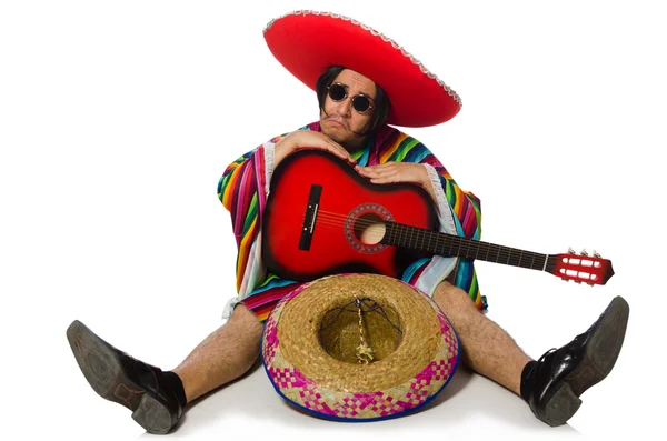 Guitarrista mexicano aislado en blanco —  Fotos de Stock