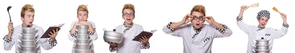 Set of photos with funny cook — Stock Photo, Image