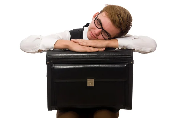 Divertido hombre de negocios aislado en blanco — Foto de Stock