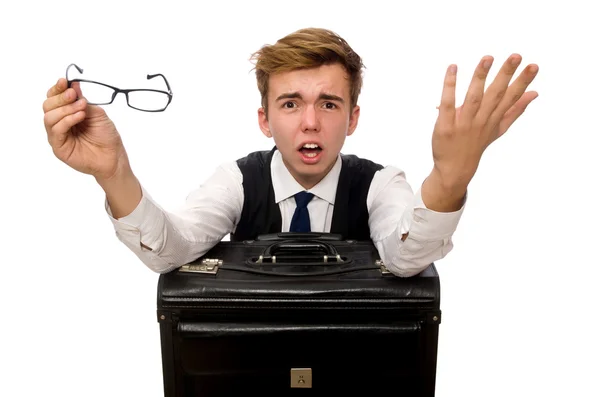 Divertido hombre de negocios aislado en blanco — Foto de Stock