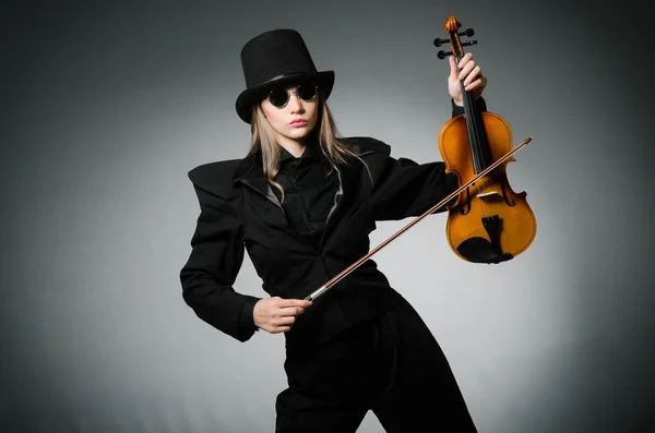 Woman playing classical violin in music concept — Stock Photo, Image