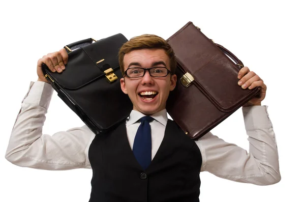 Divertido hombre de negocios aislado en blanco — Foto de Stock