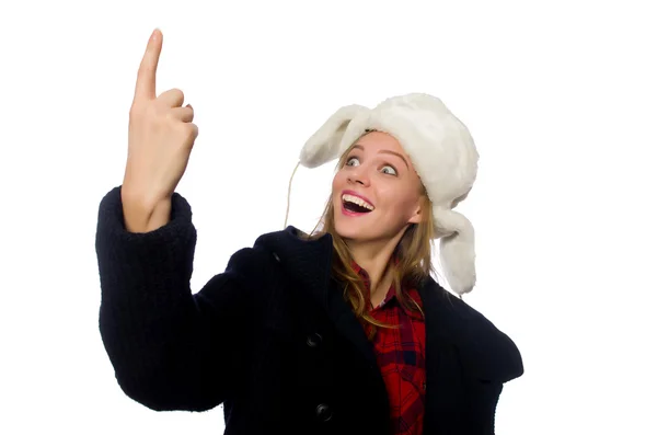 Woman with hat in funny concept — Stock Photo, Image