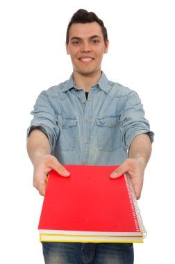 Beyaz tenli genç öğrenci.