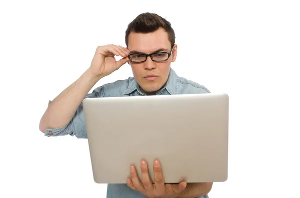 Jeune étudiant homme isolé sur blanc — Photo