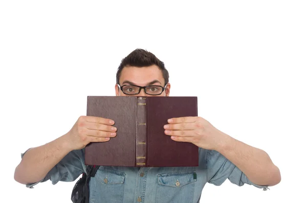 Joven estudiante aislado en blanco — Foto de Stock