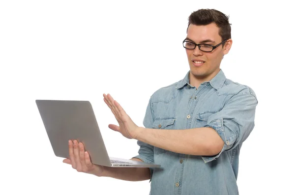 Joven estudiante masculino aislado en blanco —  Fotos de Stock