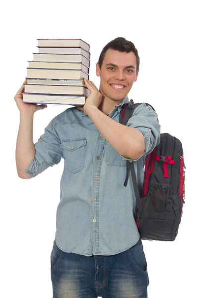 Joven estudiante aislado en blanco —  Fotos de Stock