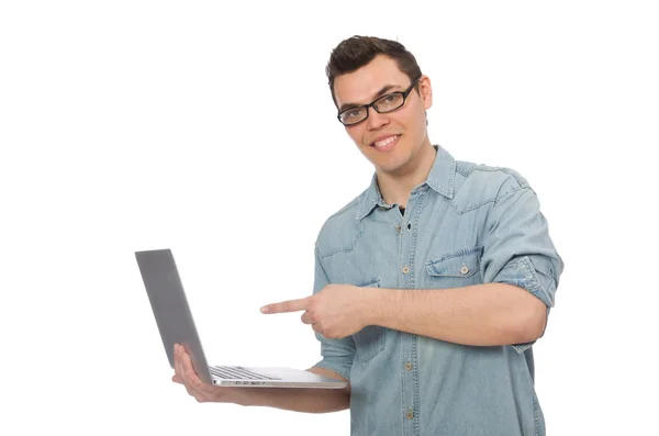 Joven estudiante masculino aislado en blanco —  Fotos de Stock