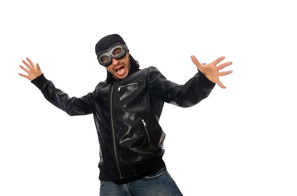 Joven con gafas de aviador en blanco —  Fotos de Stock