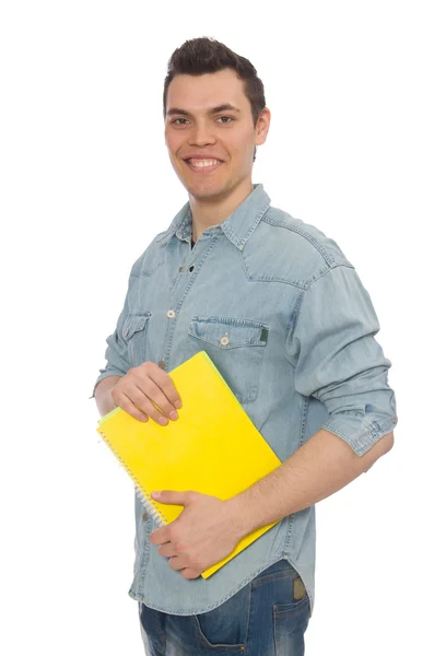 Joven estudiante aislado en blanco — Foto de Stock