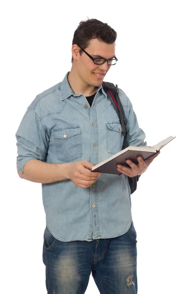 Joven estudiante aislado en blanco — Foto de Stock