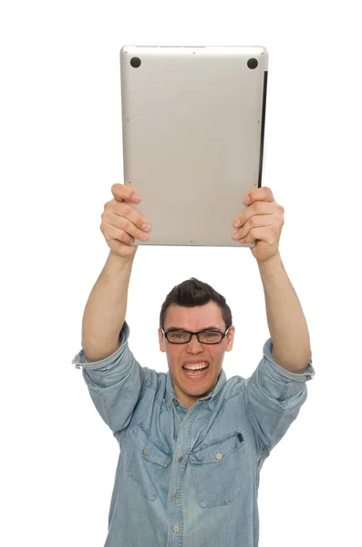 Jeune étudiant homme isolé sur blanc — Photo