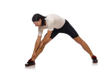 Beyazların arasında tek başına spor yapan genç adam.