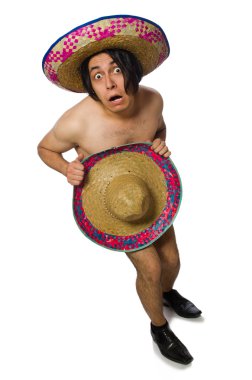 Çıplak Meksikalı adam beyazların üzerinde izole edilmiş.