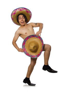 Çıplak Meksikalı adam beyazların üzerinde izole edilmiş.