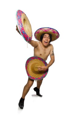 Çıplak Meksikalı adam beyazların üzerinde izole edilmiş.