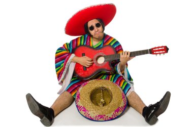 Beyaz izole Meksikalı gitarist