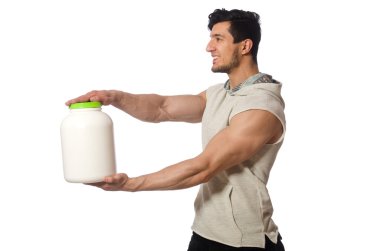 Kas protein kavanoz beyaz adamla