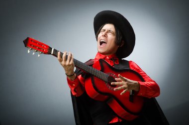 Adam romantik kavramında gitar çalmak