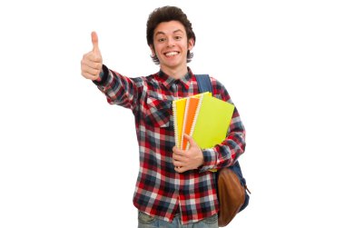 Beyaz tenli genç öğrenci.