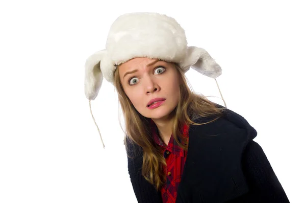 Mulher com chapéu em conceito engraçado — Fotografia de Stock