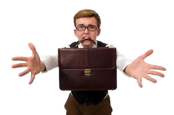 Divertido hombre de negocios aislado en blanco — Foto de Stock