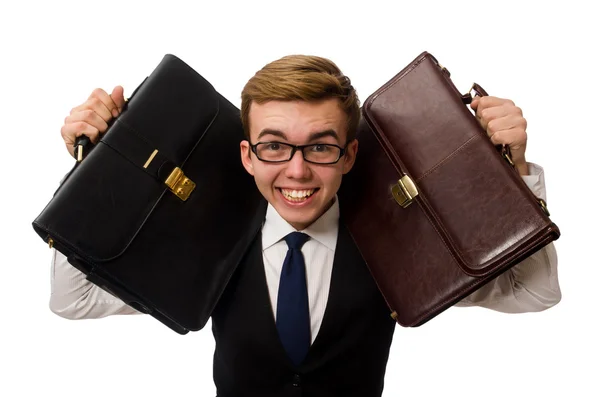 Divertido hombre de negocios aislado en blanco —  Fotos de Stock