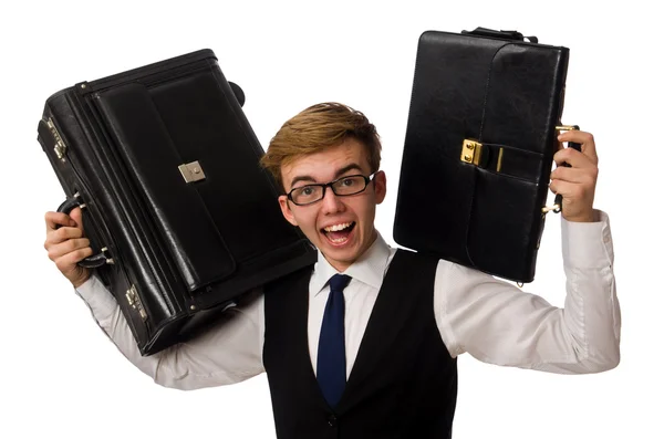 Divertido hombre de negocios aislado en blanco —  Fotos de Stock