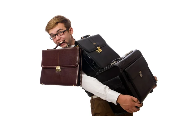 Divertido hombre de negocios aislado en blanco — Foto de Stock