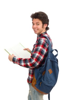 Beyaz tenli genç öğrenci.