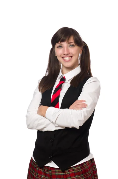 Divertido estudiante nerd aislado en blanco — Foto de Stock