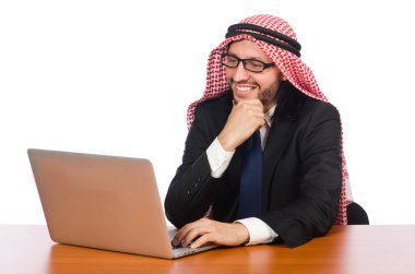 Beyaz bilgisayarlı Arap işadamı