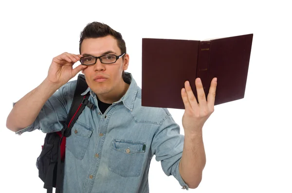 Joven estudiante aislado en blanco — Foto de Stock