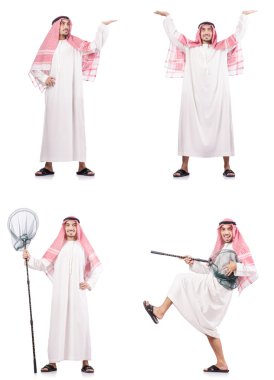 Ağ yakalayan Arap beyaz üzerine izole edilmiş.