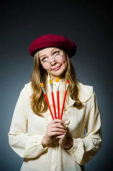 Funny artist working in the studio — Stock Photo, Image