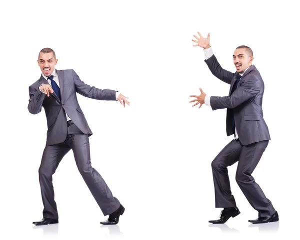 Dancing businessman isolated on white — Stock Photo, Image