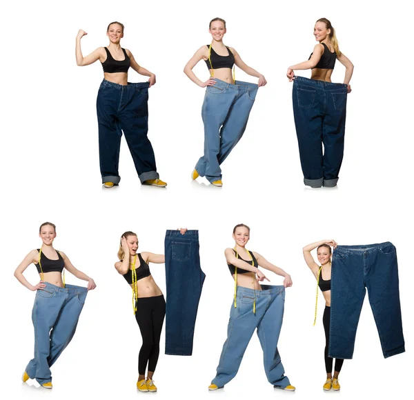 Samengestelde foto van vrouw in dieet concept — Stockfoto
