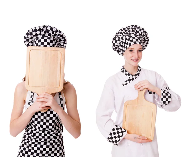 Woman cook isolated on the white — Stock Photo, Image