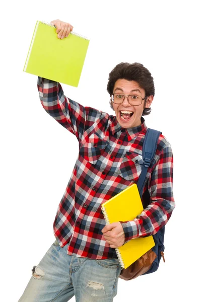 Joven estudiante aislado en blanco — Foto de Stock