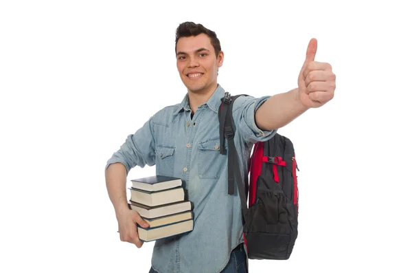 Joven estudiante aislado en blanco — Foto de Stock