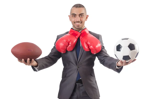 Homme avec équipement de sport isolé sur le blanc — Photo