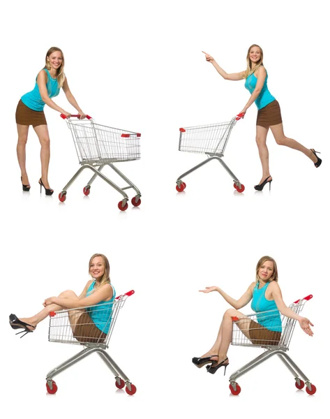 Foto compuesta de mujer con cesta de la compra —  Fotos de Stock