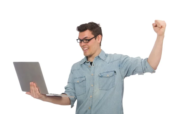 Joven estudiante masculino aislado en blanco —  Fotos de Stock