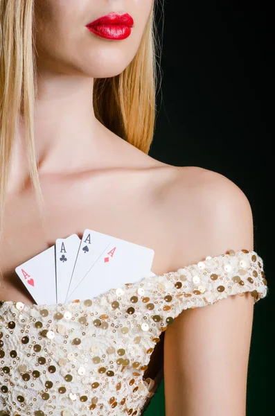 Young woman in casino gambling concept — Stock Photo, Image