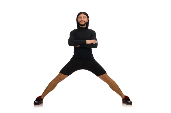 Young man doing sports isolated on the white — Stock Photo, Image