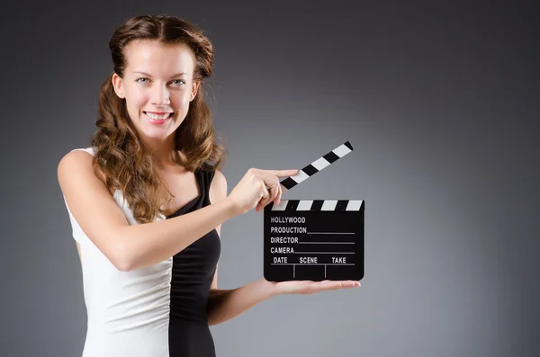 Young woman in movie concept — Stock Photo, Image