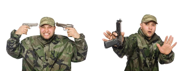 Soldier with gun isolated on the white — Stock Photo, Image