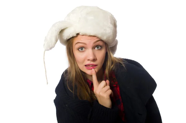 Mujer con sombrero en concepto divertido —  Fotos de Stock